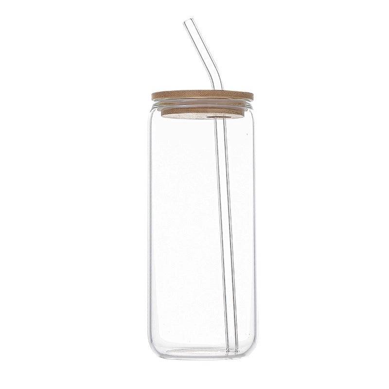 Transparent Borosilicate Glass Straw Cup with Lid for Coke Juice Coffee Milk Tea Cold Drinks | Drinkware & Glassware