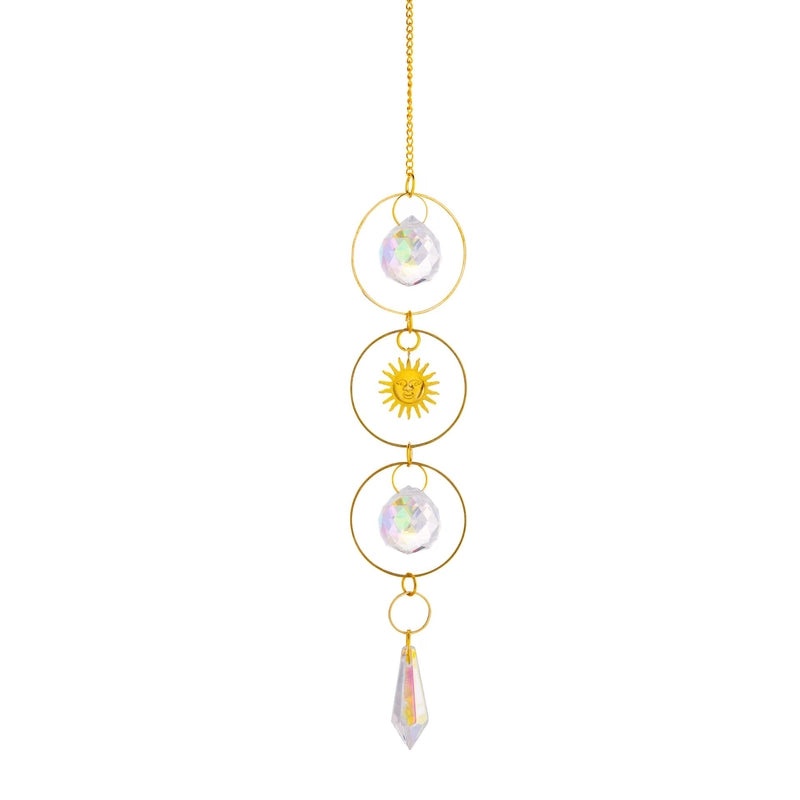 Minimalist Sun and Moon Crystal Suncatcher Wind Chime for Home Decor | Home Decor & Wall Art