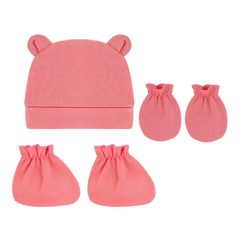 Newborn Baby 3 Piece Set Solid Color Hat Gloves and Foot Cover 0-3 Months|Baby Accessories