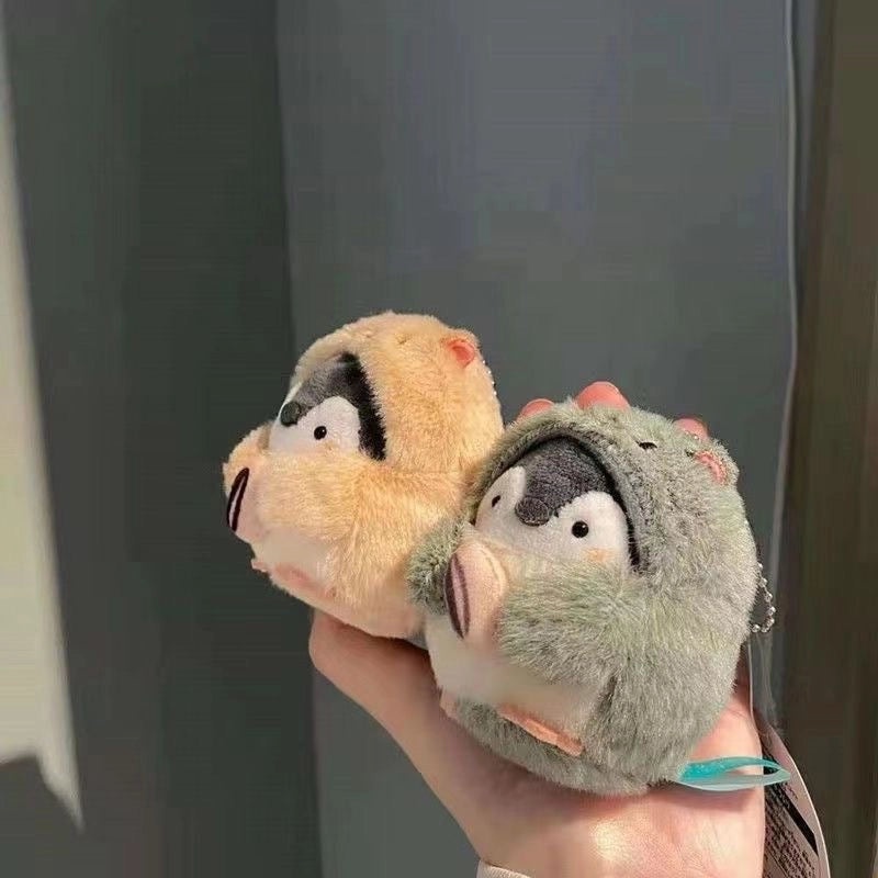 Japanese Cartoon Penguin-Hamster Plush Keychain Holding Melon Seeds|Cute Plush Pendants & Bag Accessories