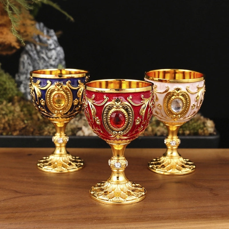 Golden Goblet Wine Glass Set Small Cup for Tea Water Holy Water Decorative Drinkware|Kitchen & Dining