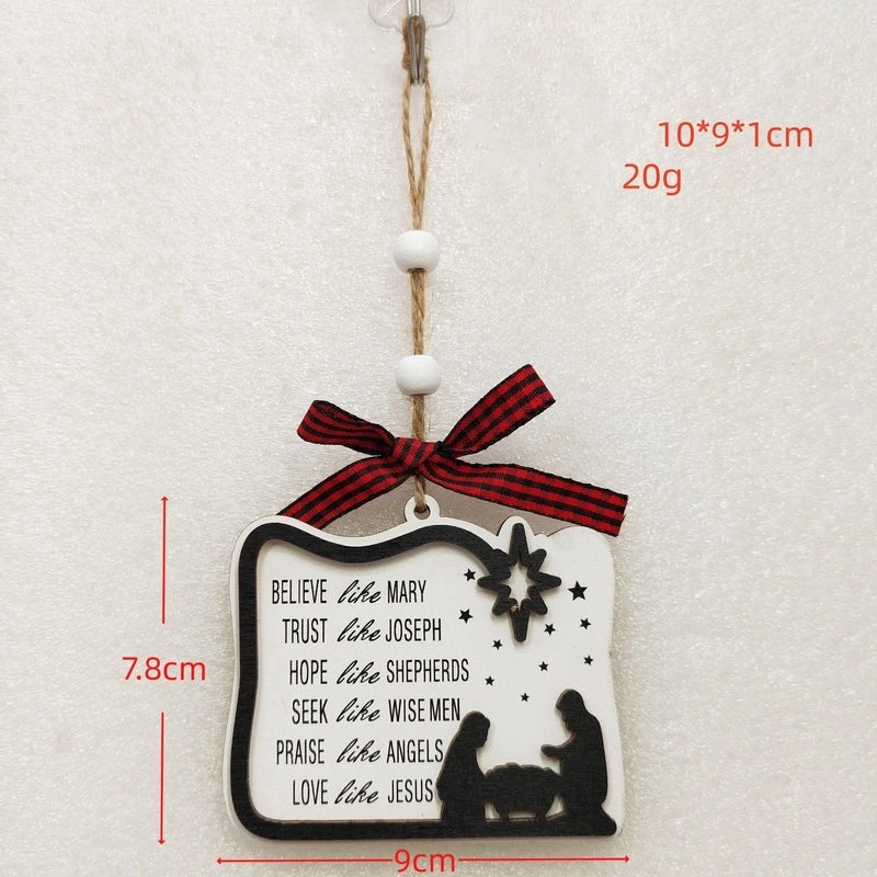 Christmas Wooden Letter House Bow Knot Hanging Ornaments for Indoor Holiday Party Decorations|Home Decor