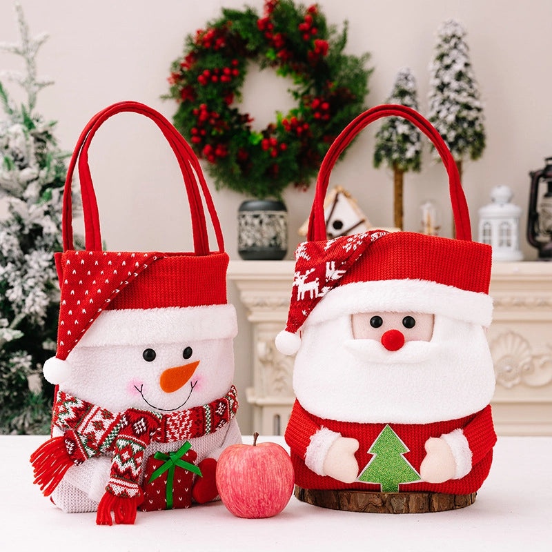 Nordic Christmas Santa Claus and Snowman Polyester Gift Bags | Holiday Party Supplies