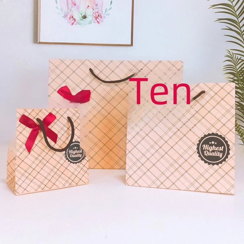 Plaid Paper Bag Creative Business Gift Handbag Reusable Return Gift Bag|Gift Bags & Packaging