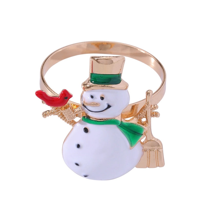 Festive Penguin Santa Claus Napkin Ring Alloy Christmas Table Decor | Tableware & Napkin Rings