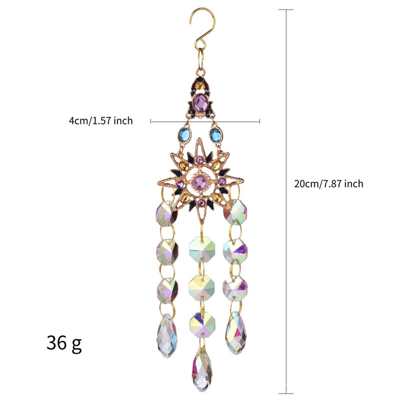 Colorful Crystal Sun Moon Stars Heart Pendant Wind Chime for Home Decoration | Home Decor & Accessories