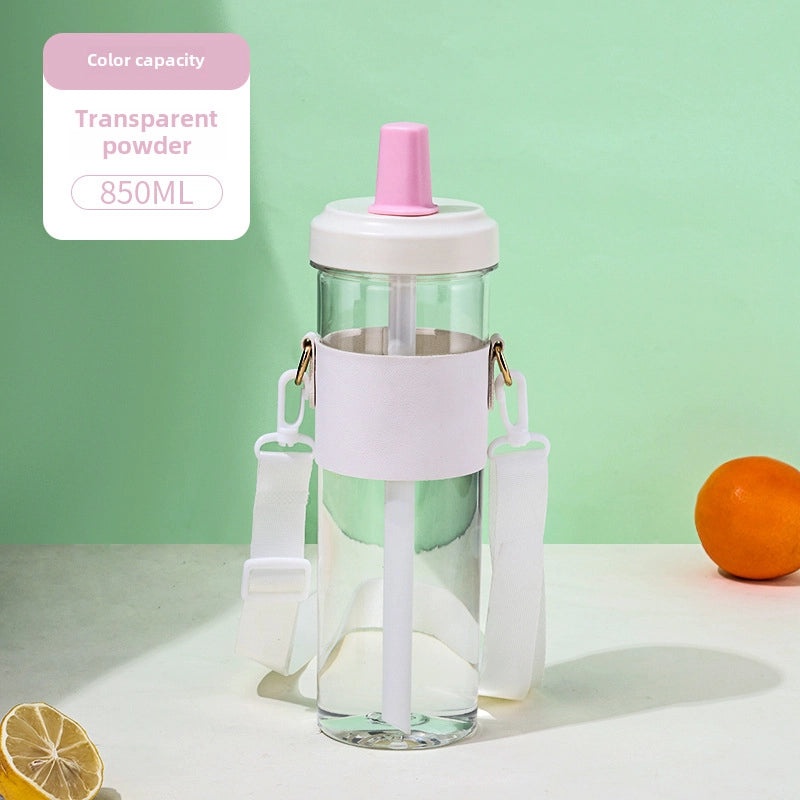 Creative Large Capacity Plastic Straw Cup with Portable Rope for Girls | Outdoor Sports Drinkware