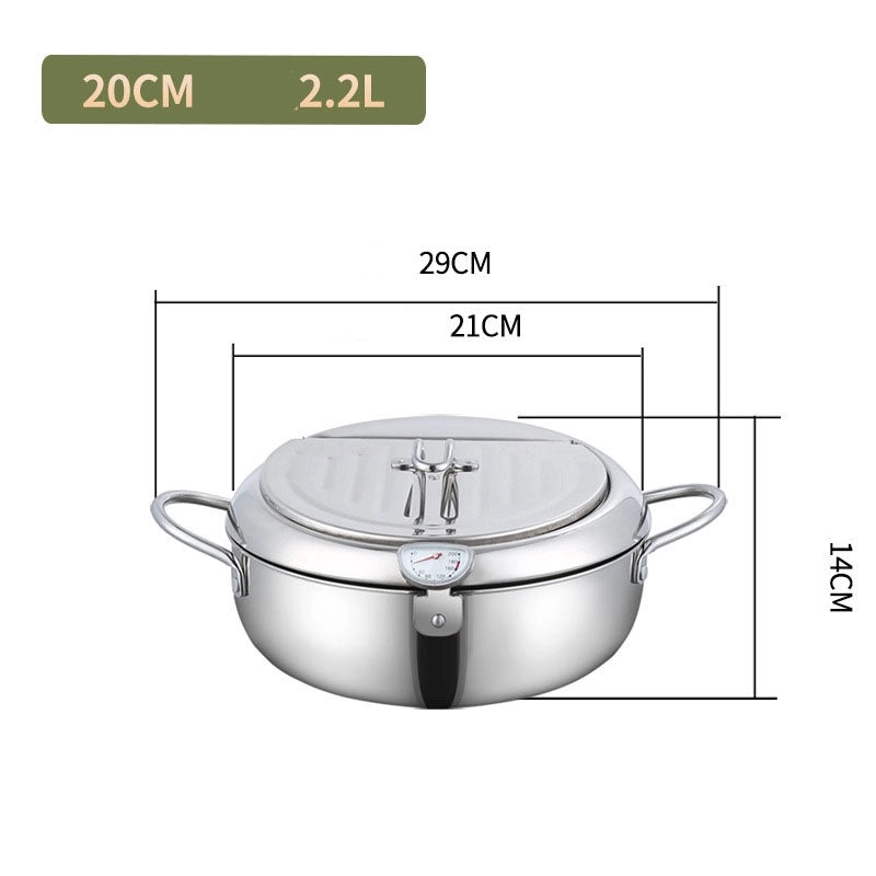 Japanese-Style 304 Stainless Steel Tempura Fryer with Double Bottom for Gas & Induction Cookers | Kitchen Cookware