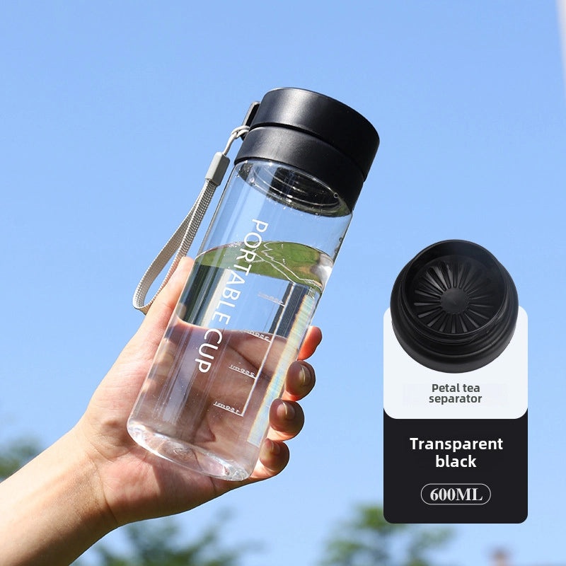 Large-capacity Outdoor Sports Water Bottle with Frosted Plastic Portable Rope Customizable Tea Drain Cup|运动水壶