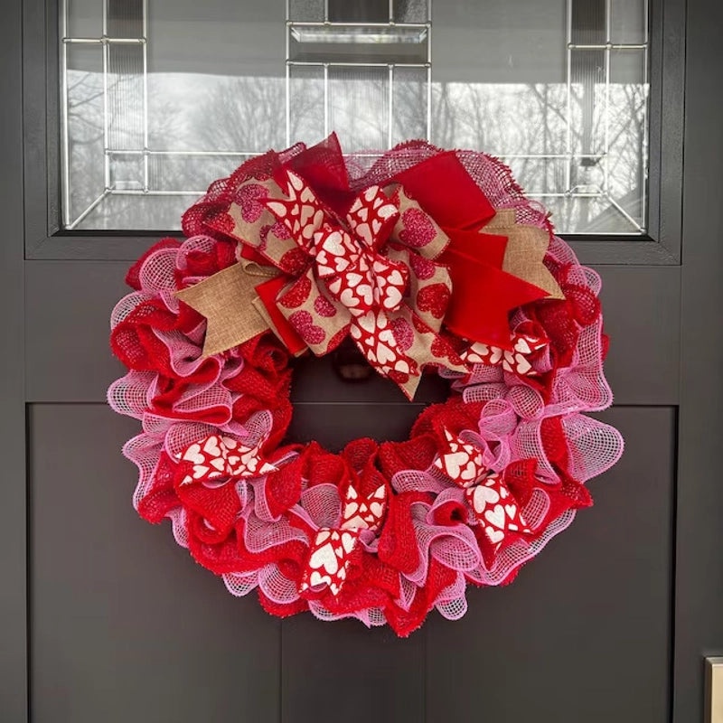 Valentine's Day Heart Shaped Plush Garland Decorations Hanging Ornaments | Home Decor