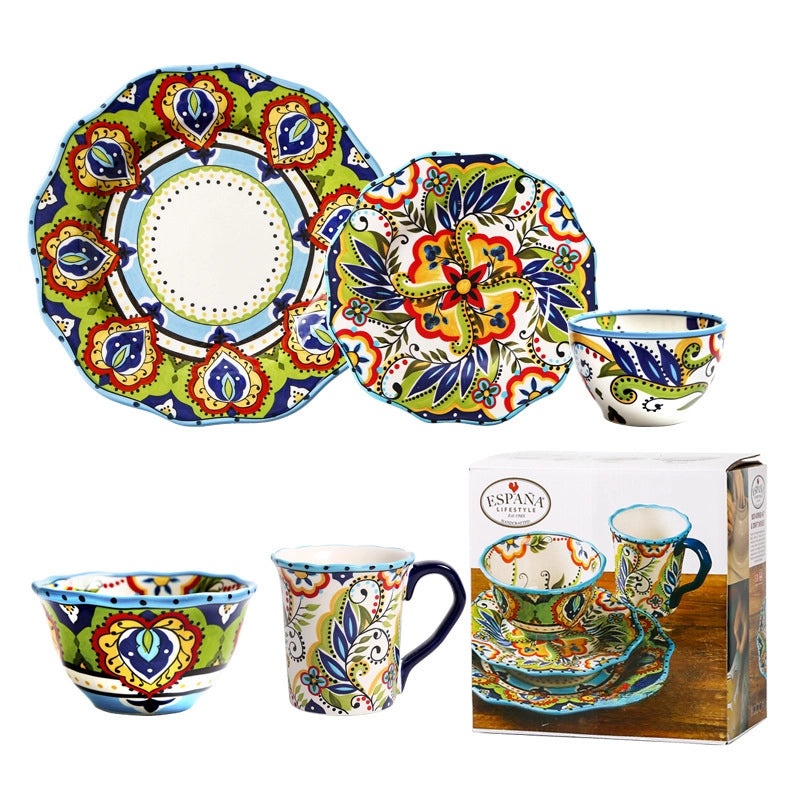 Creative Hand-painted Irregular Ceramic Plate Set | Home & Kitchen Tableware