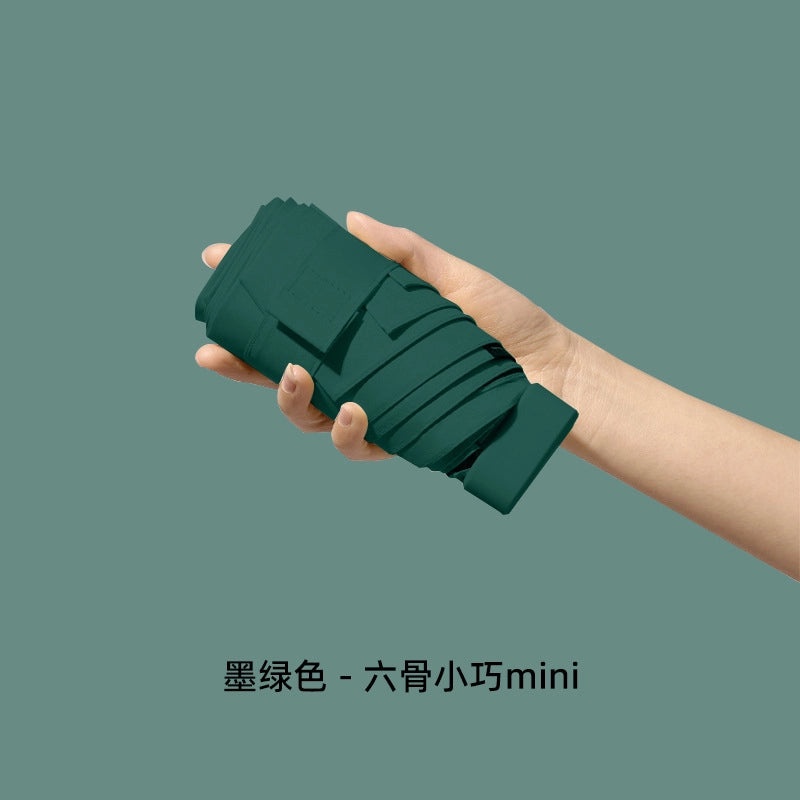 Compact Five-Fold UV Sunscreen Mini Umbrella for Women | Sun Protection & Rain Use | Portable Thickened Flat Umbrella | Women's Accessories