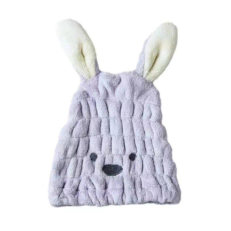 Cute Rabbit Ear Hair Drying Cap Quick-Dry Absorbent Towel for Kids | Kids Hair Accessories