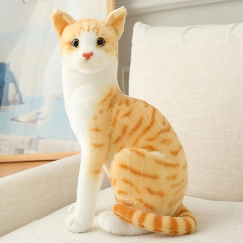 Realistic Siamese Cat Plush Toy Orange Civet Cat Sitting and Lying Pose Soft Doll|Plush Toys & Collectibles