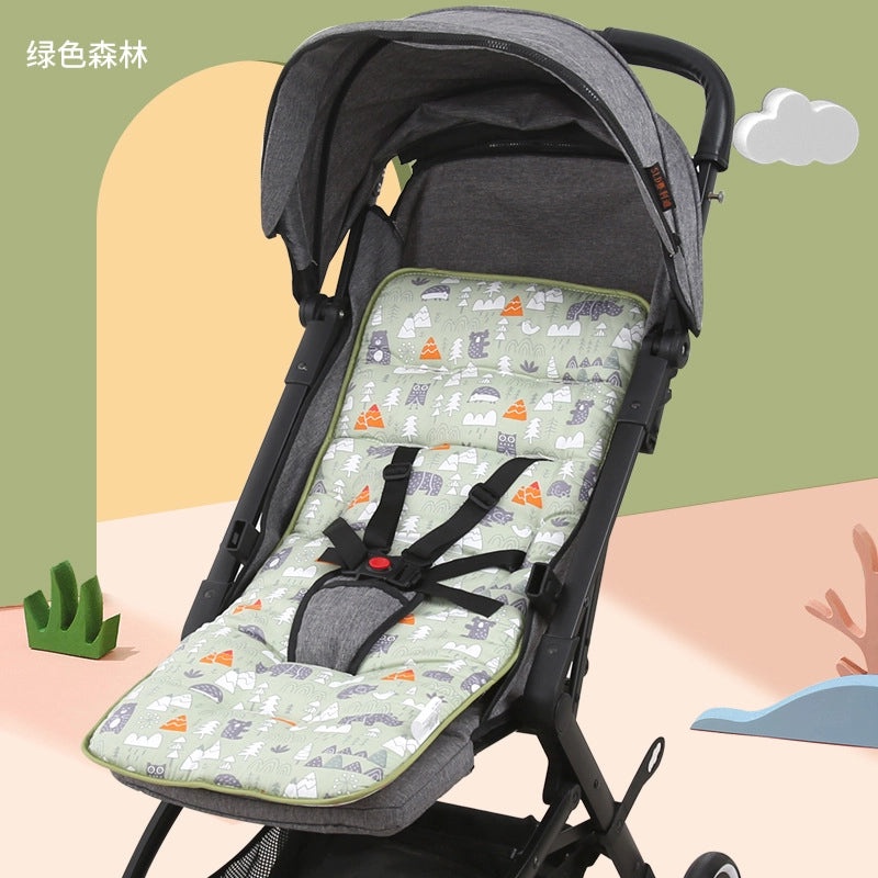 Baby Stroller Cushion Double-Sided Cotton Thick Soft Warm Breathable Ice Silk for All Seasons|Baby Stroller Accessories