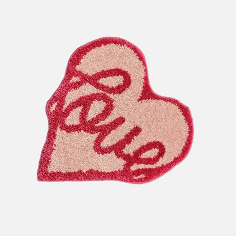 Elegant Heart Letter Pattern Polyester Bath Mat for Bathroom | Bath Rugs & Mats