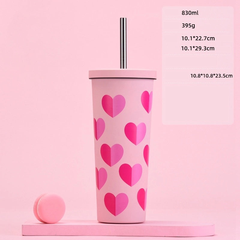 Red Heart Stainless Steel Thermos Cup 304 Material 1 Pc|Drinkware & Thermoses