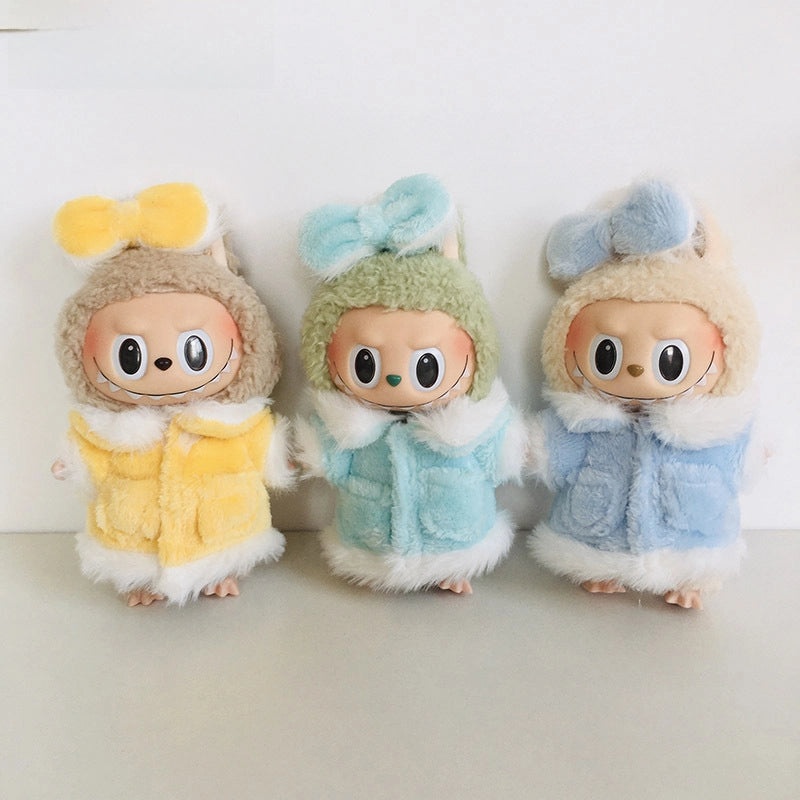 17cm Plush Doll Clothes Set Vinyl Rab Cloth Coat and Skirt Outfit Accessories|Doll Clothing & Accessories