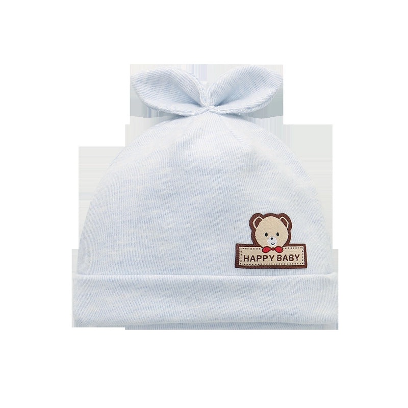 Cotton Baby Hat with Double Bow Ears for Newborns 0-6 Months Warm Hat for Spring Autumn Winter|Baby Accessories