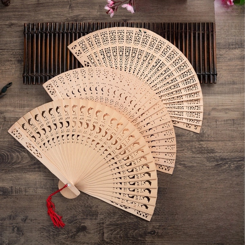 8 Inch Traditional Chinese Folding Fan Imitation Sandalwood Wood Fan Full Flush Design Export Gift Fan|Home & Garden > Home Décor > Fans & Hand F
