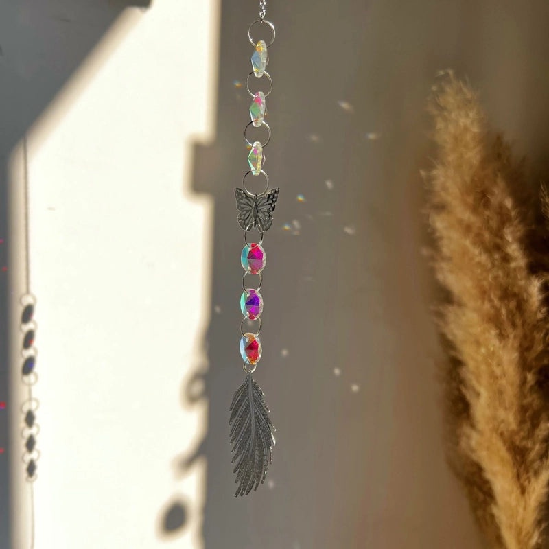 Sun Star Heart Crystal Suncatcher Wind Chime Wall Hanging | Home Decor Accessories