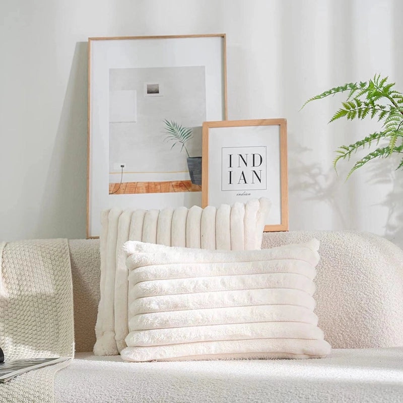 Plush Imitation Rabbit Fur Pillow Soft Solid Color Waist Cushion|Home Decor Pillows