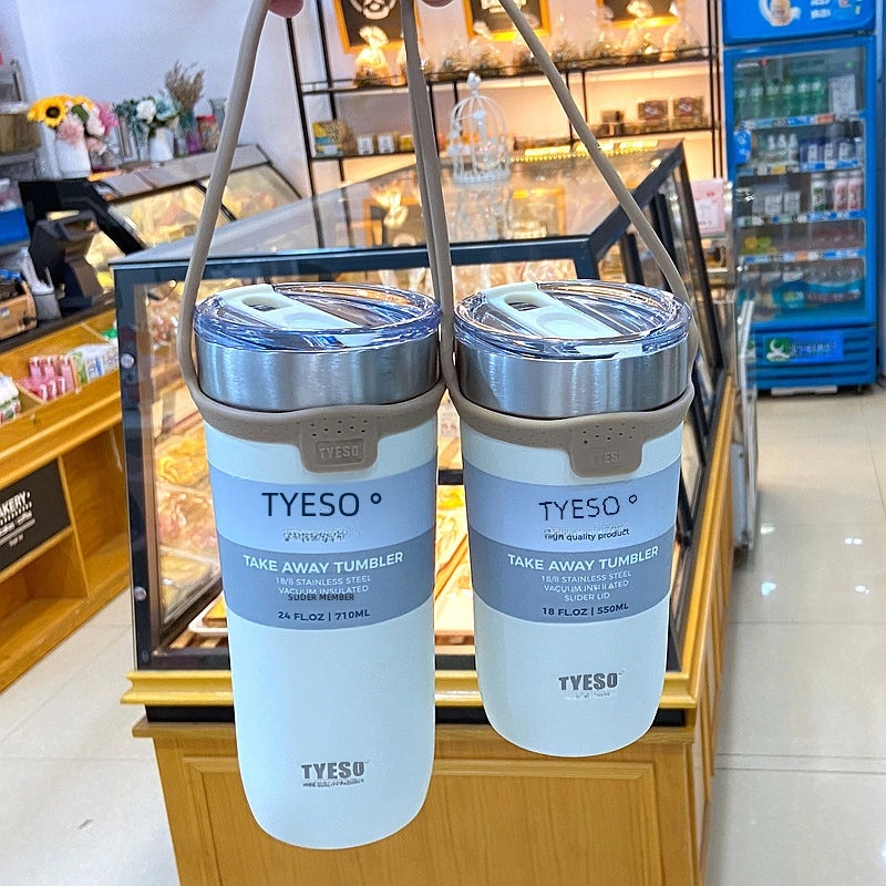 Portable Stainless Steel Vacuum Insulated Coffee Cup with Rope Handle for Outdoor, Car Use | Travel Mugs & Tumblers