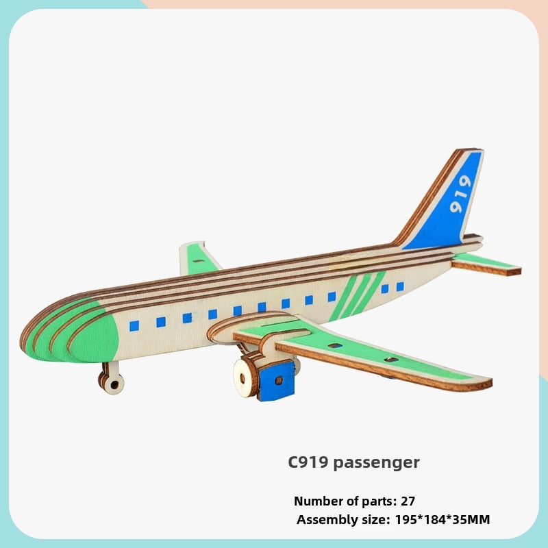 Handmade Wooden 3D Aircraft Model Puzzle for Kids | Toys & Games