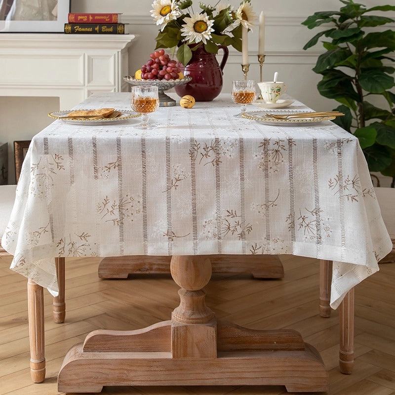 Chic French-Inspired Botanical Polyester Tablecloths|Home & Living Table Linens