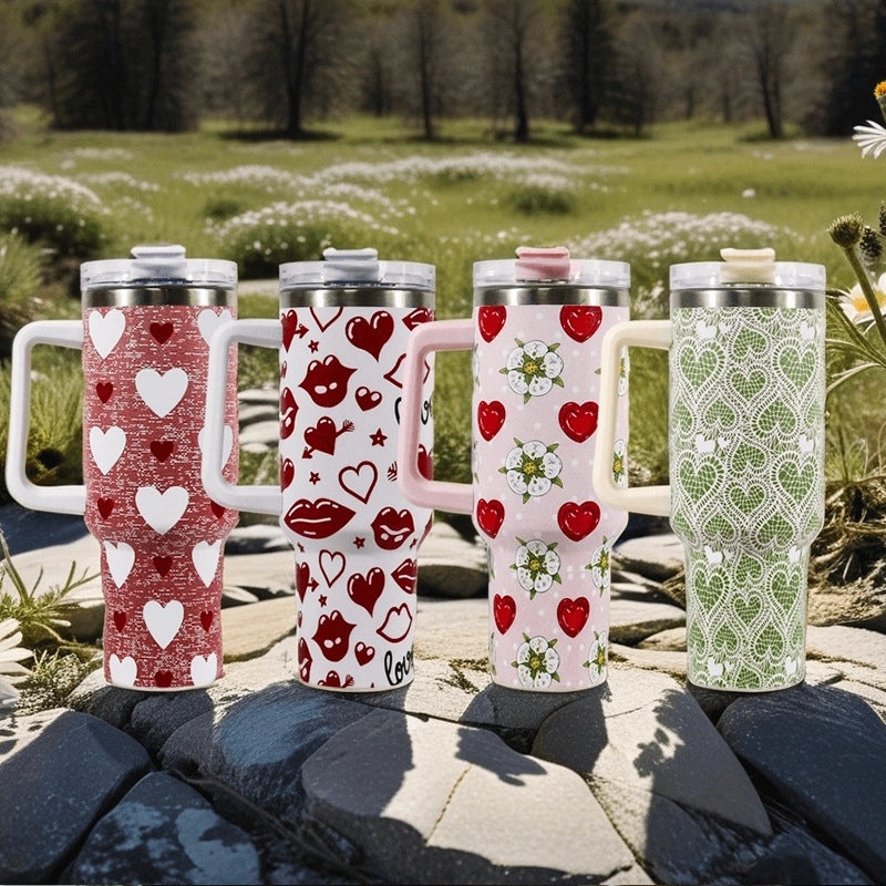20 Pieces Red Heart and Flower Design Stainless Steel Thermos Cups | Drinkware & Thermoses