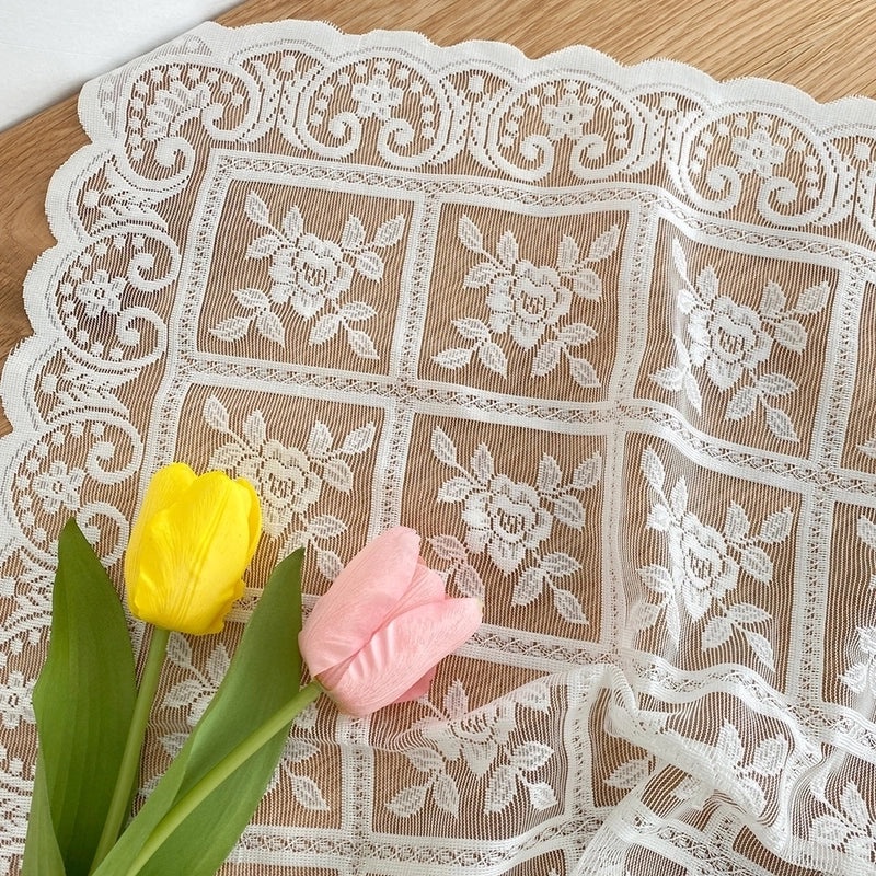 Beige Lace Tablecloth for Casual Dining Fresh and Elegant Home Decor|Table Linens & Covers