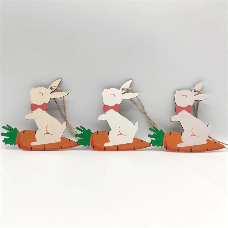 Elegant Easter Wooden Rabbit Hanging Ornament for Home Party Decorations | Home Decor