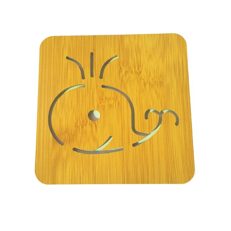 Cartoon Wooden Heat-Resistant Dining Table Mat Non-Slip Pot Holder Creative Cute Tea Coaster Cushion|Kitchen & Dining Accessories