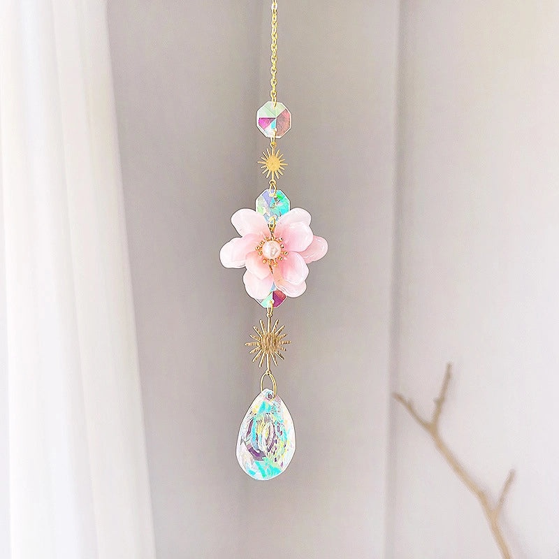 Minimalist Floral Crystal Suncatcher Wind Chime for Wall Decor|Home Decor & Wall Art