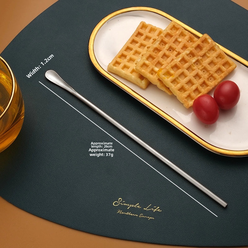 Japanese-style 304 Stainless Steel Long Handle Dessert Spoon Coffee Stirring Spoon Small Fruit Fork Ice Cream Spoon | Kitchen & Dining Utensils