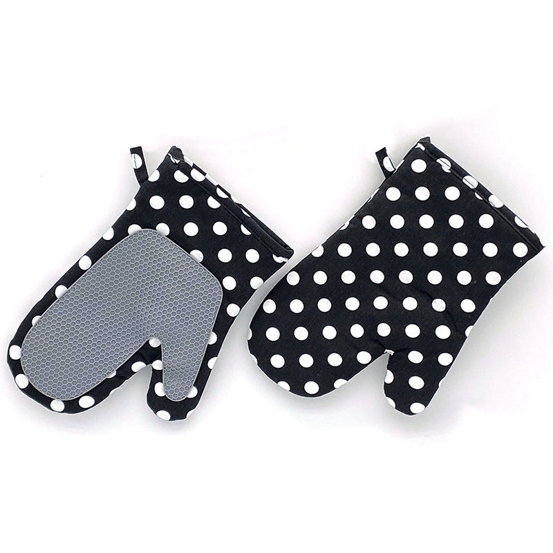 Cotton Heat Resistant Gloves with Minimalist Polka Dot Design|Kitchen & Dining Accessories