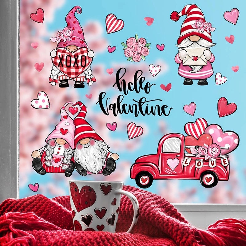 Cute Valentine’s Day Heart Letter Cartoon PVC Wall Sticker for Home Decor|Wall Stickers & Decals
