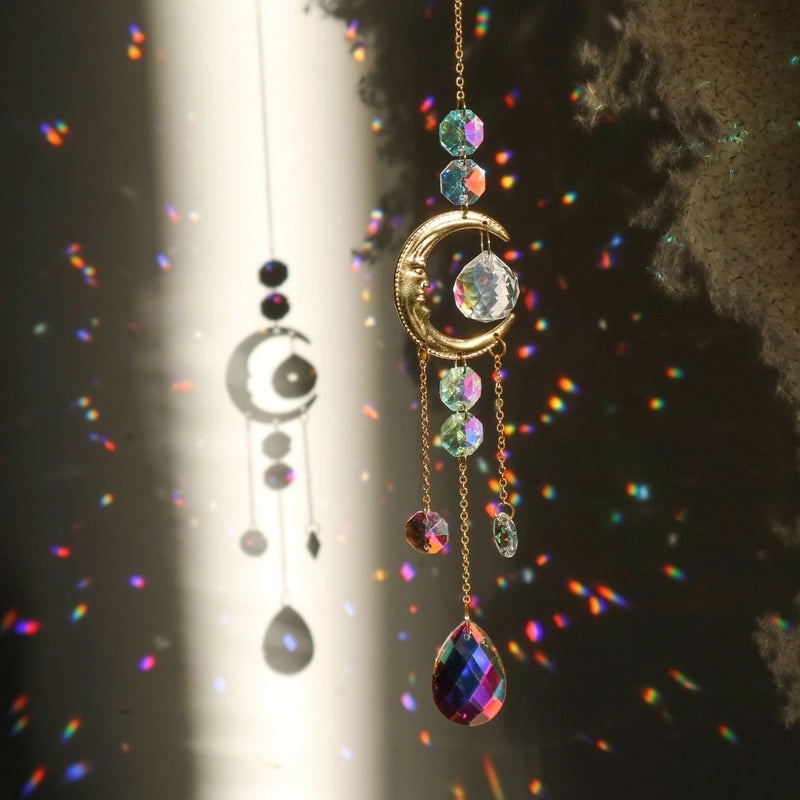 Elegant Moon and Water Droplets Crystal Pendant | Women's Jewelry Accessories