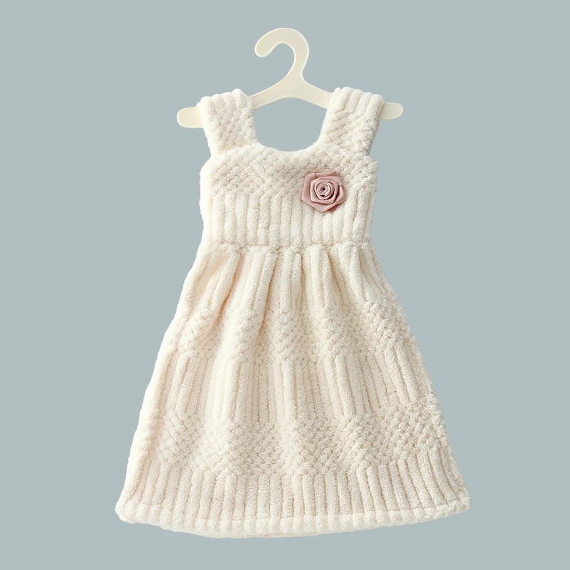 Soft Coral Fleece Hand Towel Thick Absorbent Cute Skirt Design with Hanger | Home & Living Towels