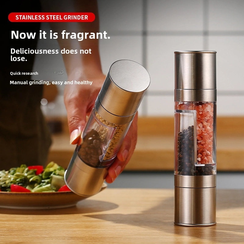Manual Double-Headed Stainless Steel Salt and Pepper Grinder | Kitchen Tools