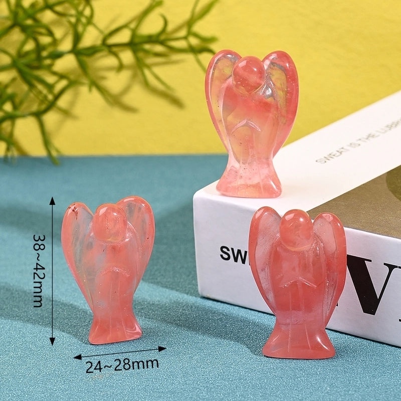 Handcrafted Natural Stone Angel Indoor Decor Minimalist Ornament Black Red White