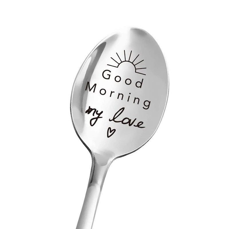 Trendy Engraved Stainless Steel Spoon|Kitchen Utensils & Dining Accessories