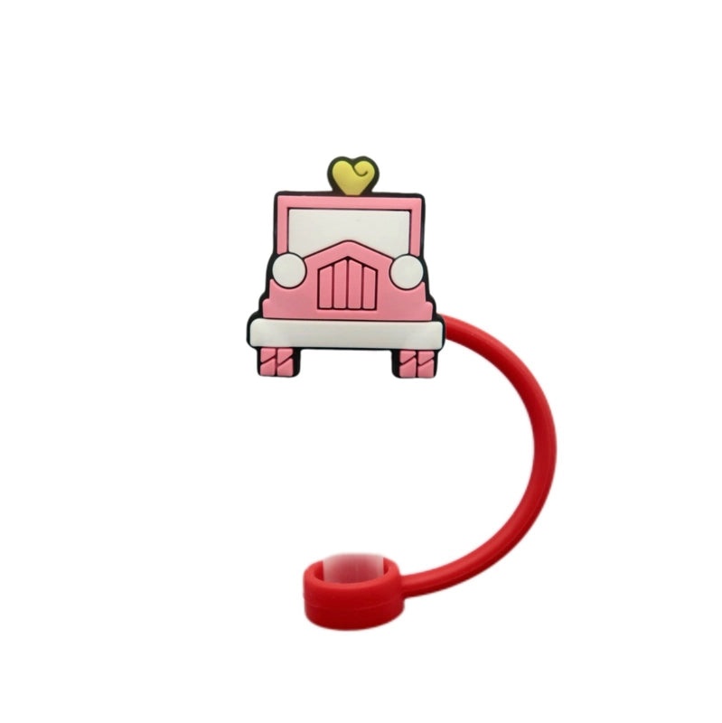 Valentine's Day Red Heart Silicone Straw Caps, 10 Pieces Set | Drinkware Accessories