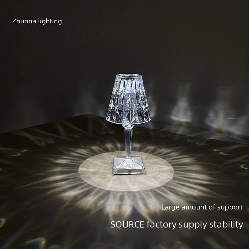 USB Crystal Diamond Table Lamp with Touch Control and USB Charging | Bedroom Nightlight & Atmosphere Lighting | Table Lamps