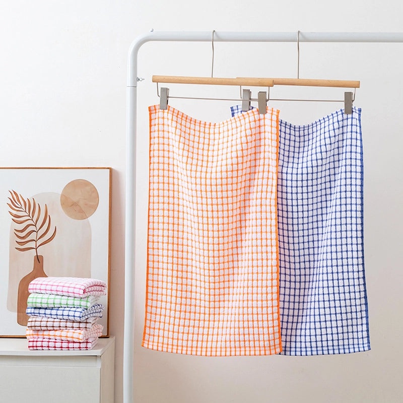 Classic Minimalist Cotton Towels with Lattice Pattern|Home Textiles & Towels