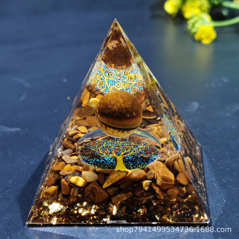Pyramid Resin Crystal Ball with Decorative Pyramid Gravel | Home Decor & Accessories