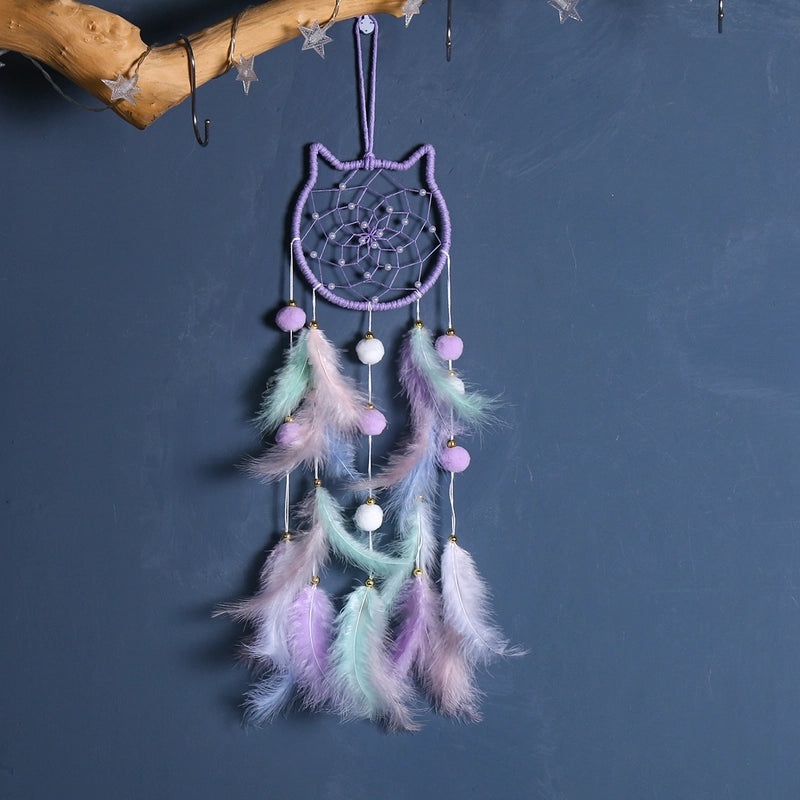 Minimalist Star Moon Cat Feather Dreamcatcher Decor for Home Wall Hanging|Home Decor & Accessories