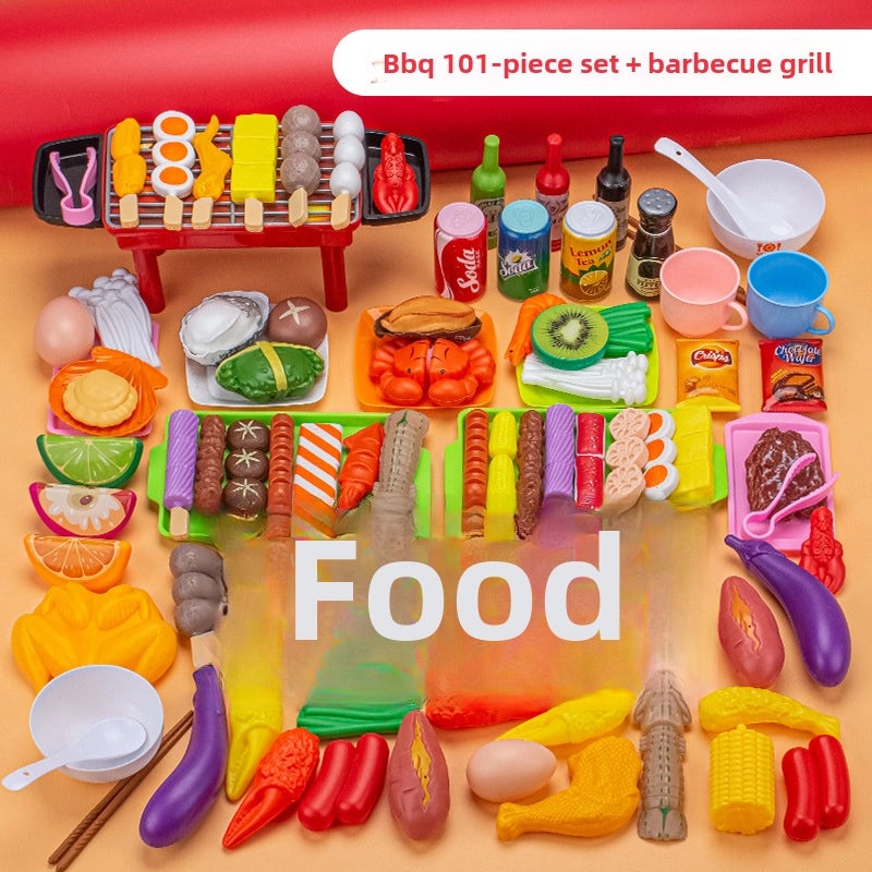 儿童厨房玩具海鲜水果蔬菜烧烤火锅仿真食品套装|儿童玩具