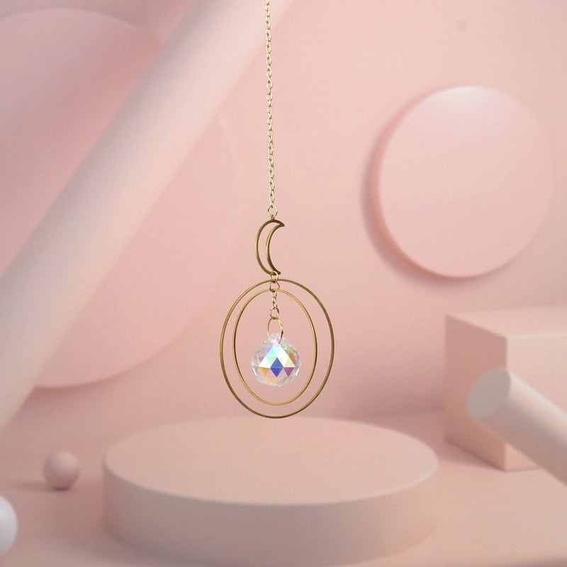 Stylish Sun and Moon Metal Pendant with Artificial Crystals|Jewelry & Accessories