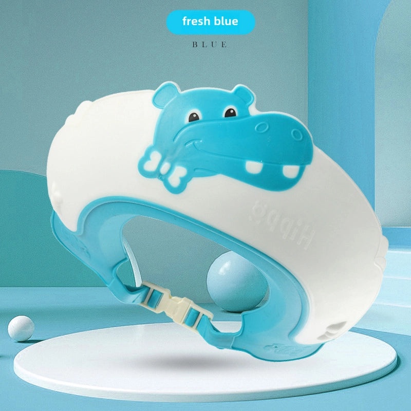 Kids Silicone Shampoo Cap Waterproof Baby Shower Hat with Cartoon Design Ear and Eye Protection|Baby Bath Accessories